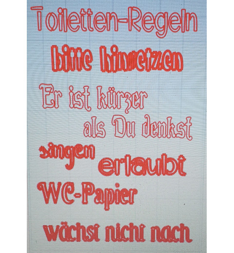 Schablone Toiletten Regeln