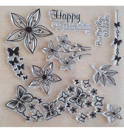 Clear Stamps Blume/Schmetterlinge