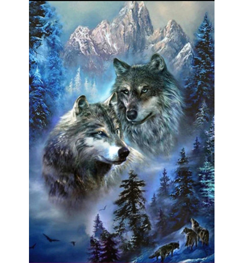 3D Pixel Bild Wolf