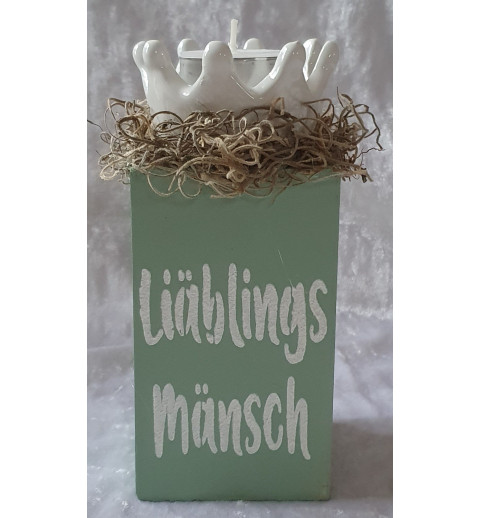 Teelicht Halter Liäblings Mänsch mint