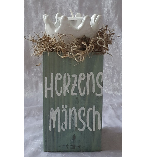 Teelicht Halter Herzens Mänsch mint