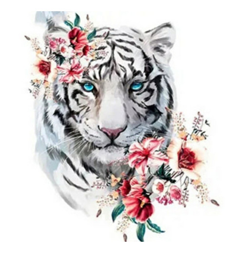 3D Pixel Bild weißer Tiger
