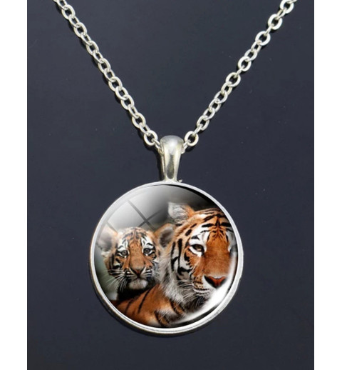 Kette mit Cabochon Anhänger Tiger