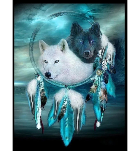 3D Diamant Pixel Bild Wolf