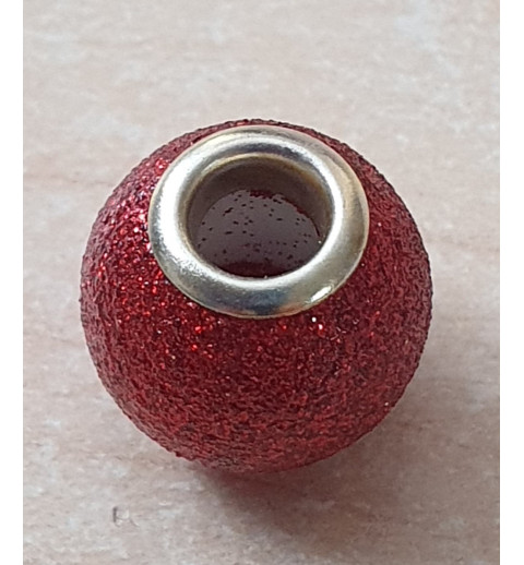 Grossloch Perle rot/glitzer