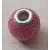 Grossloch Perle rosa/glitzer