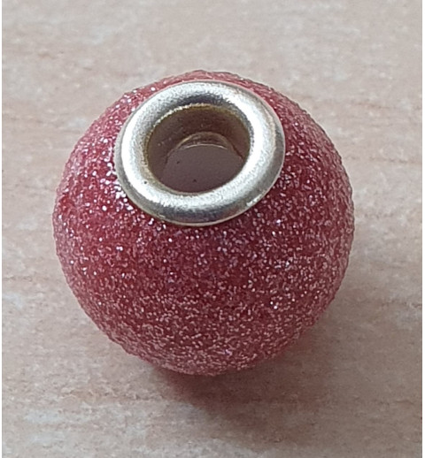 Grossloch Perle rosa/glitzer