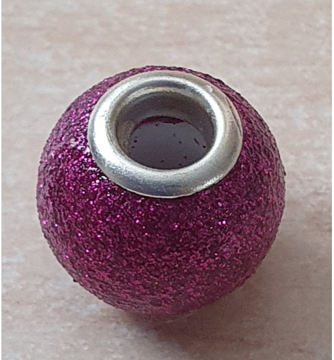 Grossloch Perle pink/glitzer