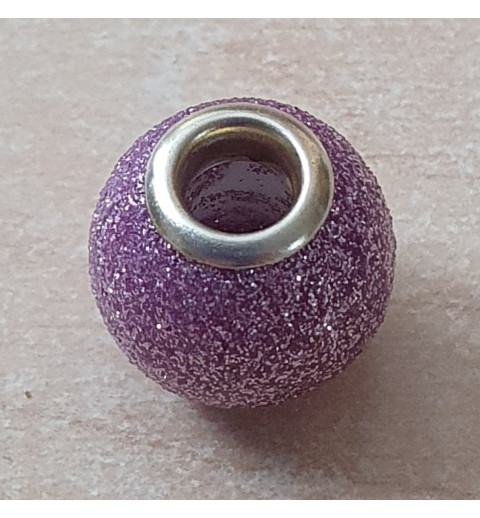 Grossloch Perle lila/glitzer