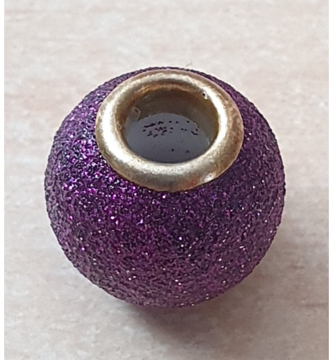 Grossloch Perle violette/glitzer