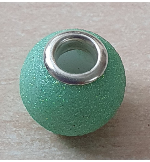 Grossloch Perle mint/glitzer
