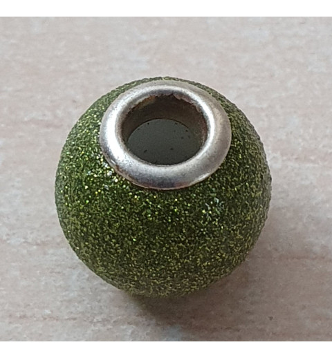 Grossloch Perle olive/glitzer