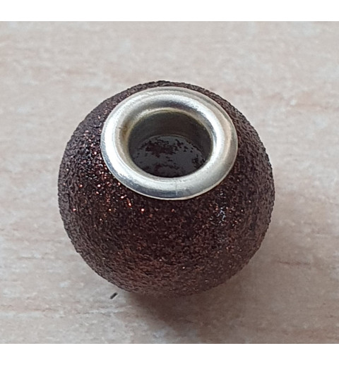 Grossloch Perle braun/glitzer