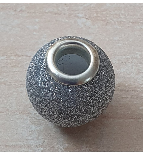 Grossloch Perle silber/glitzer