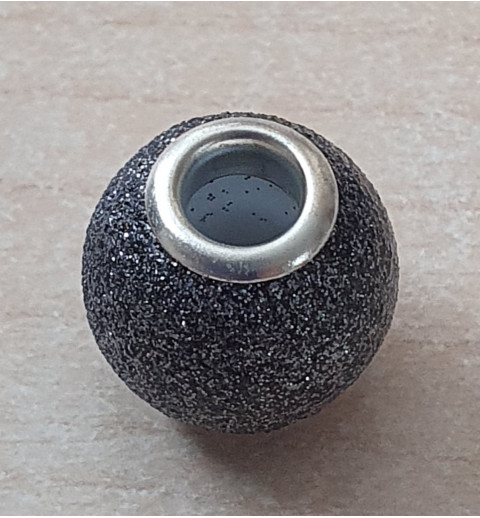 Grossloch Perle anthrazit/glitzer