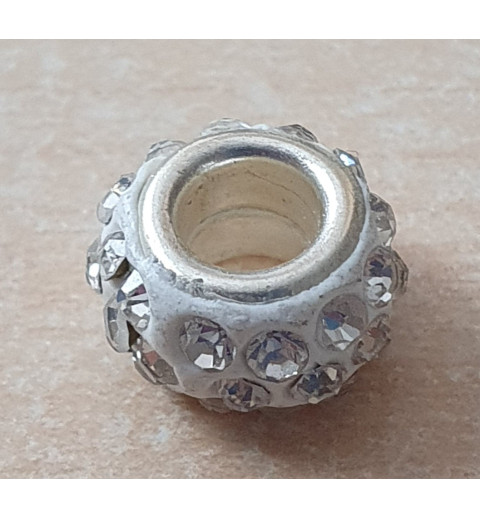Strass Grossloch Perle weiss