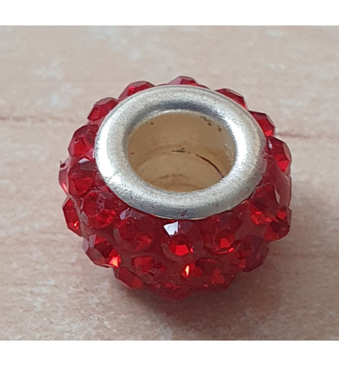 Strass Grossloch Perle rot
