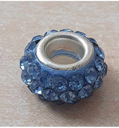 Strass Grossloch Perle hellblau