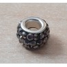 Strass Grossloch Perle grau