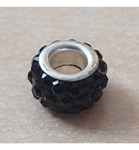 Strass Grossloch Perle schwarz