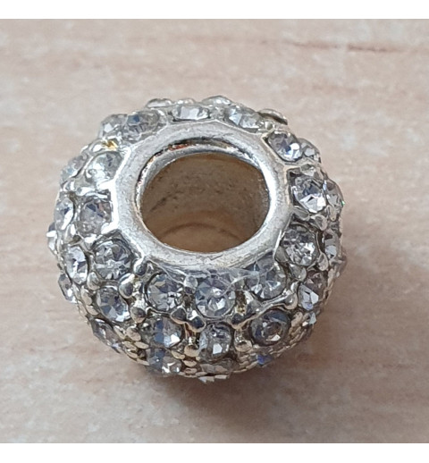 Strass Grossloch Perle silber