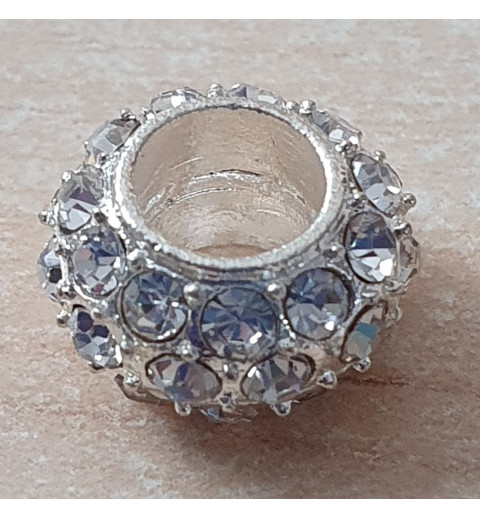 Strass Grossloch Perle silber