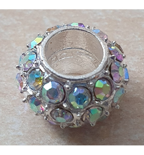 Strass Grossloch Perle regenbogen