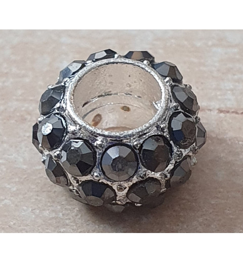 Strass Grossloch Perle anthrazit