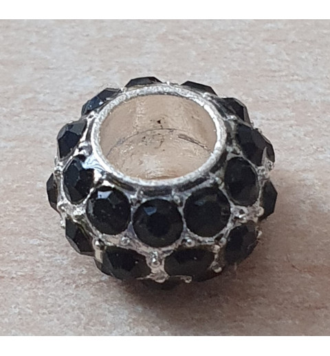 Strass Grossloch Perle schwarz