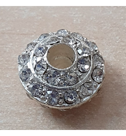 Strass Grossloch Perle silber