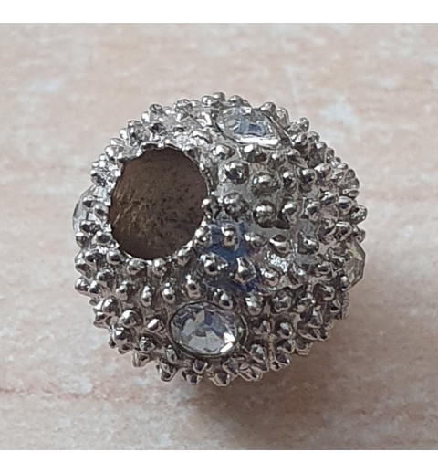 Strass Grossloch Perle silber