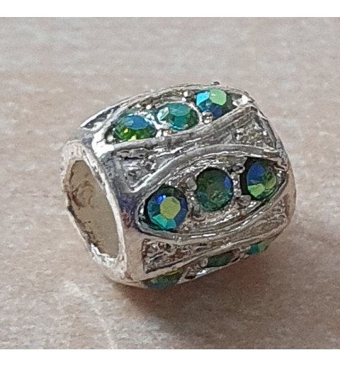 Strass Grossloch Perle grün/blau
