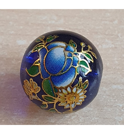 Glasperlen royalblau/gold