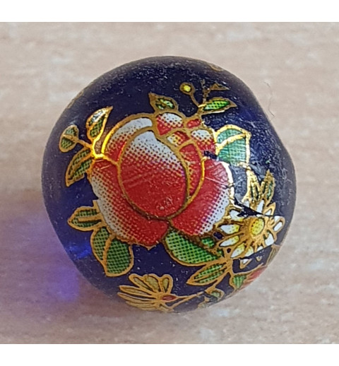 Glasperlen royalblau/rot