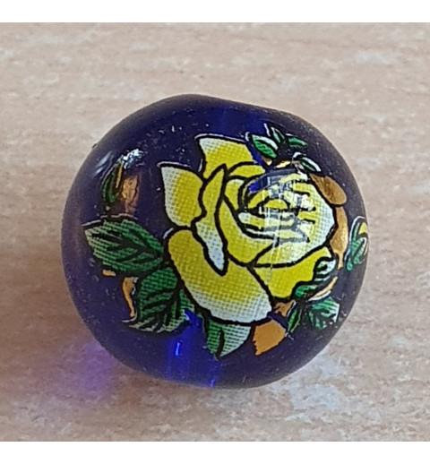 Glasperlen royalblau/gelb