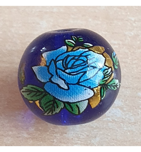 Glasperlen royalblau/türkis