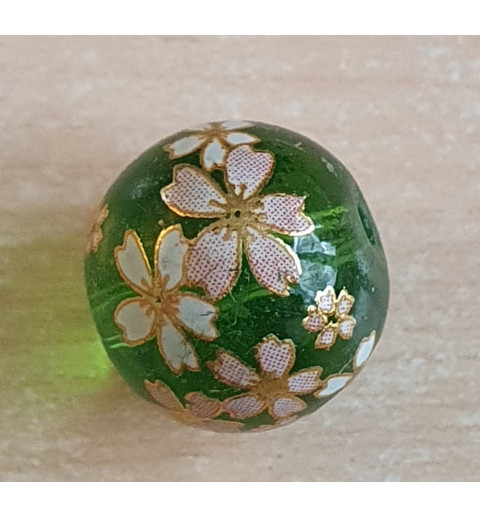 Glasperlen grün/weiss-gold