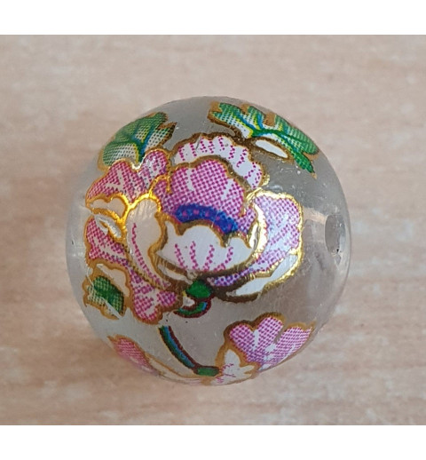 Glasperlen transparent/rosa