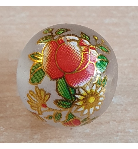 Glasperlen transparent/rot-gold