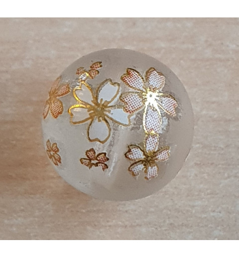 Glasperlen transparent/weiss-gold