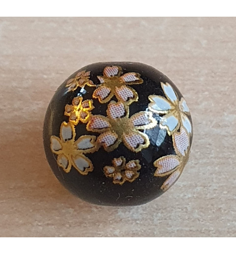 Glasperlen schwarz/weiss-gold