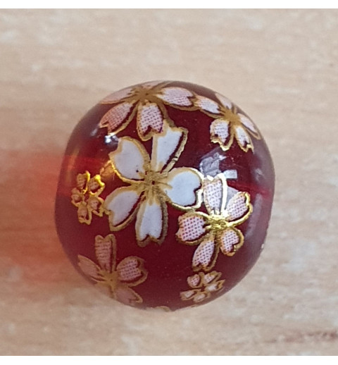 Glasperlen rot/weiss-gold