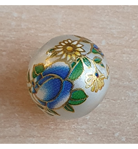 Glasperlen perlmutt/blau