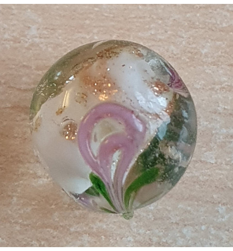 Glasperlen weiss/gold