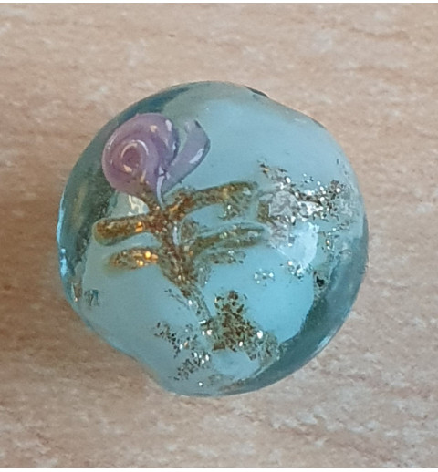 Glasperlen hellblau/gold