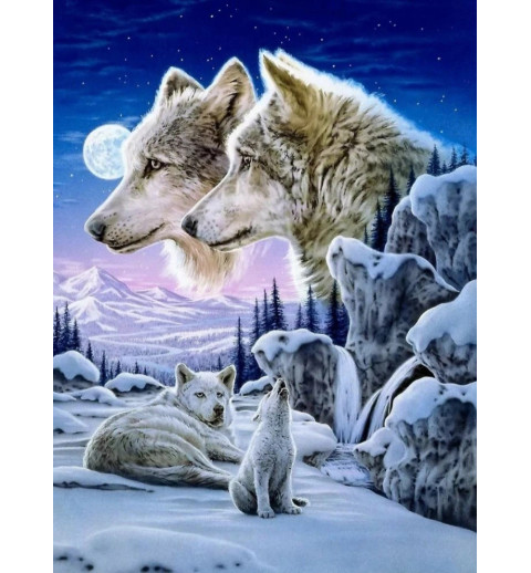 3D Diamant Pixel Bild Wolf