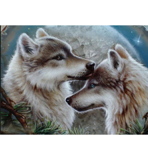 3D Diamant Pixel Bild Wolf