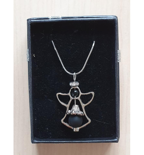 Kette mit Engelanhänger schwarz
