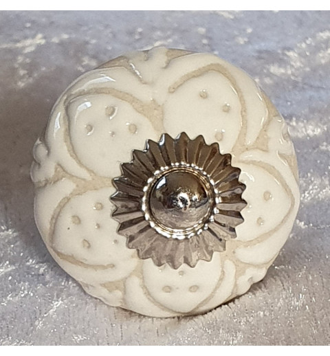 Möbelknopf Porzellan weiss/beige