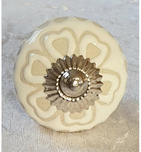 Möbelknopf Porzellan weiss/beige